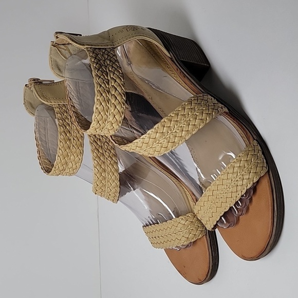 Sugar Haidee Sandal Braided Strappy Back Zip Faux Leather Stacked Block Heel 7.5 - Picture 9 of 16